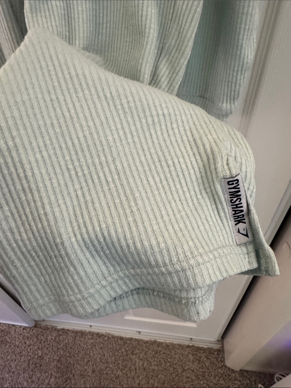 Gymshark Ribbed Long-Sleeve Drawstring Crop Top in Mint - Picture 10 of 14